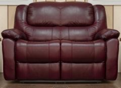 Parker Leather 2 Seater Fixed Sofa - Wine