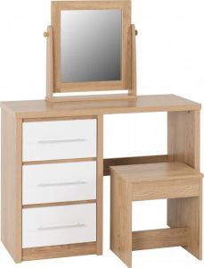 Seville 3 Drawer Dressing Table Set - White High Gloss