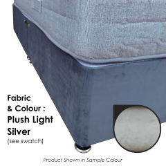 Ballygalley Fabric Double DIVAN BASE 4ft 6in - Plush Light Silver