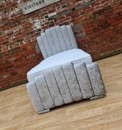 Salamanca Fabric Single Bed 3ft - Crushed Velvet Silver