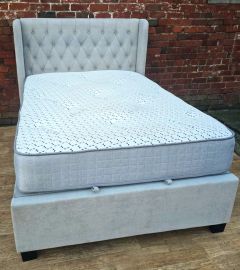 Joelle Fabric King Size Bed - Light Grey