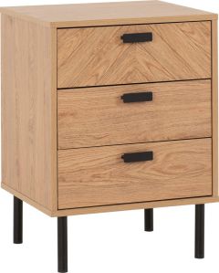 Leon 3 Drawer Bedside - Medium Oak Effect