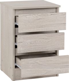 Malvern 3 Drawer Bedside - Urban Snow