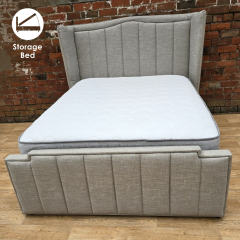 Marquise Ottoman Double Bed 4ft 6in - Light Grey Linen