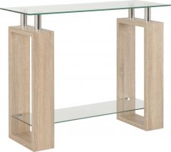 Milan Console Table - Sonoma Oak Effect Veneer / Clear Glass