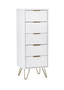 Murano 5 Drawer Tallboy - Matte White