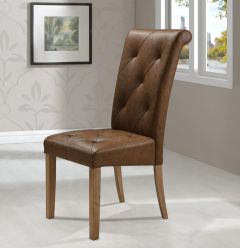 Nicole PU Solid Rubberwood Chair Brown Two Tone (Sold in 2s) DC