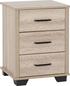 Oliver 3 Drawer Bedside - Light Oak Effect