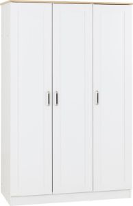 Portland 3 Door Wardrobe - White/Oak Effect