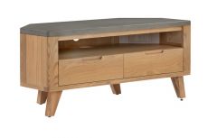 Rimini Corner TV Unit - Concrete/Oak