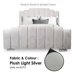 Salamanca Fabric King Size Bed 5ft - Plush Light Silver