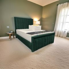 Vienna Lined Fabric Super King Size Bed 6ft  - Plush Green